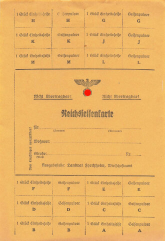 "Reichs-Seifenkarte" Ausgabestelle Landrat Forchheim, DIN A5