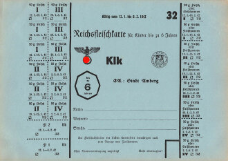 "Reichs-Fleischkarte" für Kinder bis zu 6...
