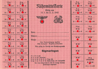 "Nährmittelkarte" der Stadt Sigmaringen,...