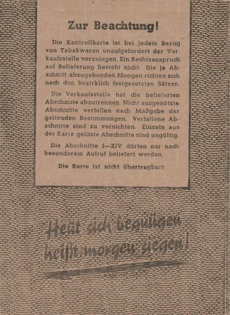 "Kontrollkarte für den Einkauf von...