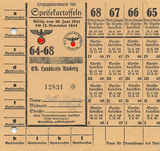 "Bezugsausweis für Speisekartoffeln" des...