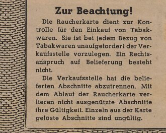 "Raucherkarte" der Stadt Magdeburg, gültig...