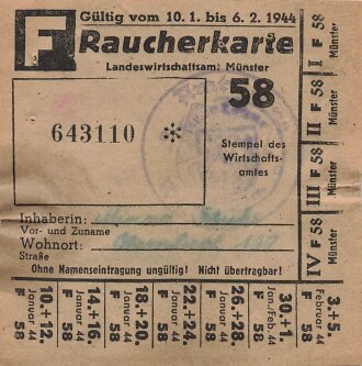 "Raucherkarte" der Stadt Münster,...