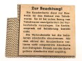 "Raucherkarte" der Stadt Münster, gültig vom 10.1. bis 6.2.1944, Maße ca. 6 X 7,5 cm