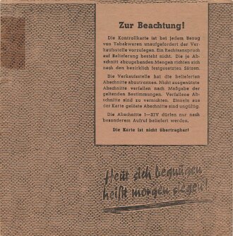 "Kontrollkarte für den Einkauf von...