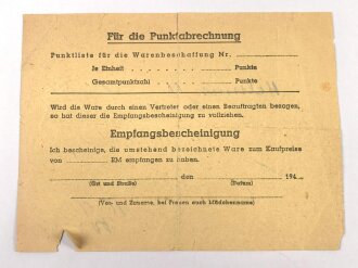 "Bezugschein für Spinnstoffwaren" der...