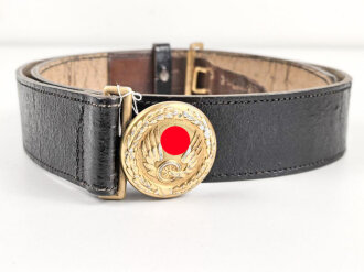 Deutsche Reichsbahn, Feldbinde für Führer. Aluminiumschloss von Assmann, die schwarze Feldbinde aus Ersatzmaterial, Gesamtlänge 111cm