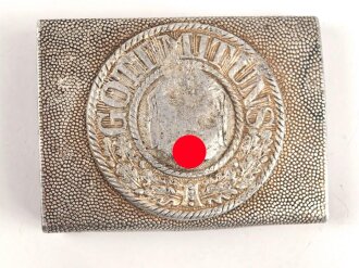 Koppelschloss für Angehörige des Heeres, Aluminium mit aufgeklammertem Emblem. Defekt, entnazifiziert