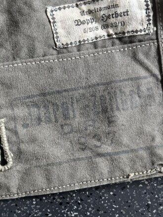 Reichsarbeitsdienst Zeltbahn datiert 1937. Gebraucht, guter Gesamtzustand, "Arbeitsmann Bopp"