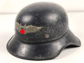 Stahlhelm Luftschutz , Originallack und Abzeichen, Innenfutter defekt