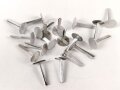 Aluminiumnieten zum Befestigen des Leders im Stahlhelminnenfutter der Wehrmacht. 19 Stück, sicherlich neuzeitliche Anfertigung
