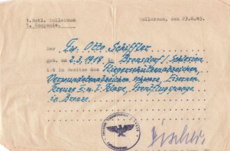 Nachtjagd Geschwader 4 der Luftwaffe, Gruppe Verleihungsurkunden und Ausweise