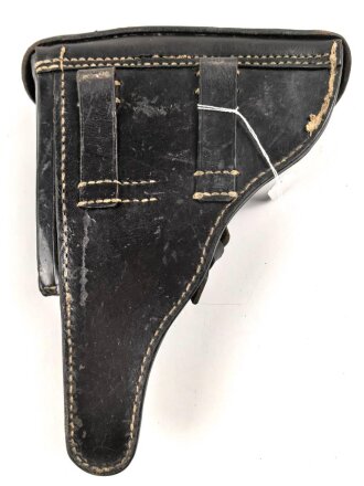 1.Weltkrieg,  Koffertasche zur Pistole P08. Dunkelbraunes Leder, die Stempelung im Deckel entfernt
