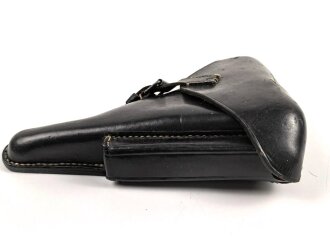 1.Weltkrieg,  Koffertasche zur Pistole P08. Dunkelbraunes Leder, die Stempelung im Deckel entfernt