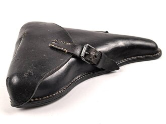 1.Weltkrieg,  Koffertasche zur Pistole P08. Dunkelbraunes Leder, die Stempelung im Deckel entfernt
