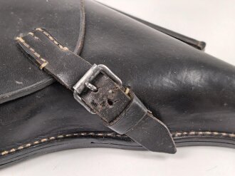 1.Weltkrieg,  Koffertasche zur Pistole P08. Dunkelbraunes Leder, die Stempelung im Deckel entfernt
