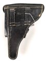 1.Weltkrieg,  Koffertasche zur Pistole P08. Dunkelbraunes Leder, die Stempelung im Deckel entfernt