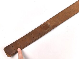 Koppelriemen III.Reich, ungeschwärzt, Gesamtlänge 89cm. Leichtmetallgegenhalt, so für Rot Kreuz und Polizei verausgabt.