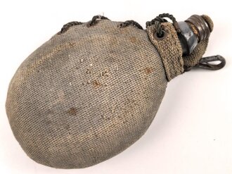 1.Weltkrieg, emaillierte Feldflasche mit Bezug aus...