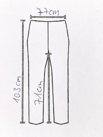 Graue Hose mit breiterm, schwarzen Besatz. Rückseitig breiter Riegel wie in der Zeit des 1. Weltkrieg üblich. Für mich nicht zuzuordnen, eventuell für Kriegsgefangene ?