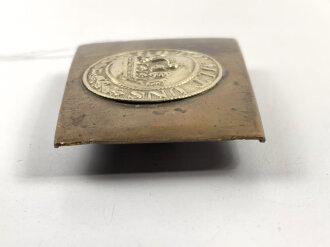 Preussen, Koppelschloss für Mannschaften aus Messing, kleines Medaillion , Eigentumstück