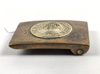 Preussen, Koppelschloss für Mannschaften aus Messing, kleines Medaillion , Eigentumstück