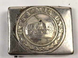 Preussen, Koppelschloss für Mannschaften aus Messing, große Ausführung bis 1895,  stark getragen und vernickelt ?