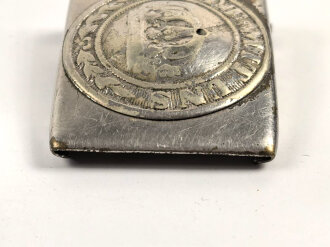 Preussen, Koppelschloss für Mannschaften aus Messing, große Ausführung bis 1895,  stark getragen und vernickelt ?