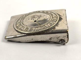 Preussen, Koppelschloss für Mannschaften aus Messing, große Ausführung bis 1895,  stark getragen und vernickelt ?