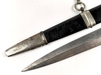 Postschutz, Dolch für Führer. Hersteller Weyersberg Solingen . Das Griffemblem fehlt, das Griffstück Rückseitig mit Fehlstellen, sonst gut. Ungereinigtes Stück