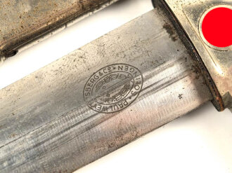 Postschutz, Dolch für Führer. Hersteller Weyersberg Solingen . Das Griffemblem fehlt, das Griffstück Rückseitig mit Fehlstellen, sonst gut. Ungereinigtes Stück