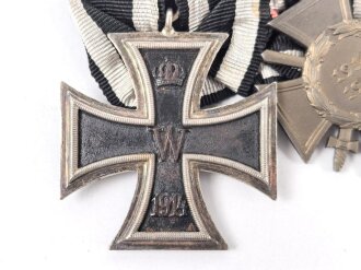 Ordenschnalle eines tapferen Frontkämpfers im 1. Weltkrieg.. Eisernes Kreuz 2. Klasse 1914 / Ehrenkreuz für Frontkämpfer