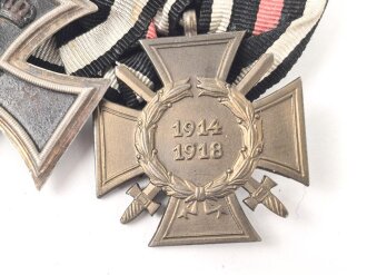 Ordenschnalle eines tapferen Frontkämpfers im 1. Weltkrieg.. Eisernes Kreuz 2. Klasse 1914 / Ehrenkreuz für Frontkämpfer