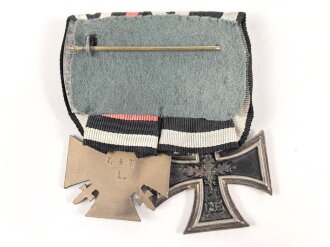 Ordenschnalle eines tapferen Frontkämpfers im 1. Weltkrieg.. Eisernes Kreuz 2. Klasse 1914 / Ehrenkreuz für Frontkämpfer