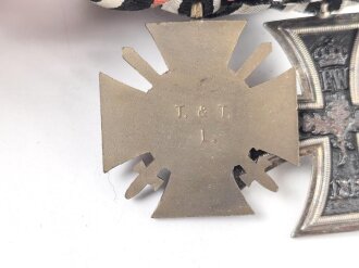 Ordenschnalle eines tapferen Frontkämpfers im 1. Weltkrieg.. Eisernes Kreuz 2. Klasse 1914 / Ehrenkreuz für Frontkämpfer
