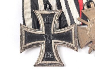Ordenschnalle eines tapferen Frontkämpfers im 1. Weltkrieg.. Eisernes Kreuz 2. Klasse 1914 / Ehrenkreuz für Frontkämpfer