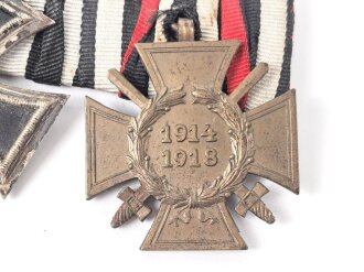 Ordenschnalle eines tapferen Frontkämpfers im 1. Weltkrieg.. Eisernes Kreuz 2. Klasse 1914 / Ehrenkreuz für Frontkämpfer