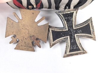 Ordenschnalle eines tapferen Frontkämpfers im 1. Weltkrieg.. Eisernes Kreuz 2. Klasse 1914 / Ehrenkreuz für Frontkämpfer