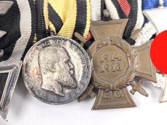 Ordenschnalle eines tapferen, württembergischen Frontkämpfers in beiden Weltkriegen.