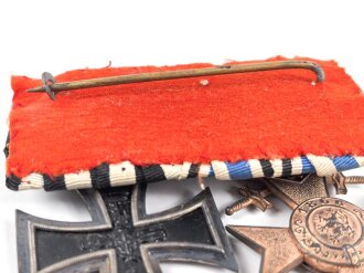 1. Weltkrieg, Ordenschnalle eines tapferen Bayer. Militärverdienstkreuz 3. Klasse mit Krone und Schwertern, Eisernes Kreuz 2. Klasse 1914