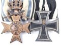 1. Weltkrieg, Ordenschnalle eines tapferen Bayer. Militärverdienstkreuz 3. Klasse mit Krone und Schwertern, Eisernes Kreuz 2. Klasse 1914