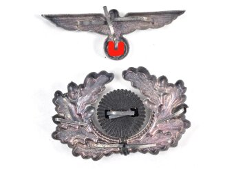 Satz Effekten für eine Schirmmütze des Heeres. . Sehr guter Zustand, jeweils mit polierten Kanten