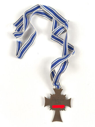 Ehrenkreuz der Deutschen Mutter in bronze,  an langem Band