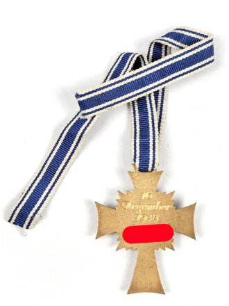Ehrenkreuz der Deutschen Mutter in gold,  an Bandabschnitt