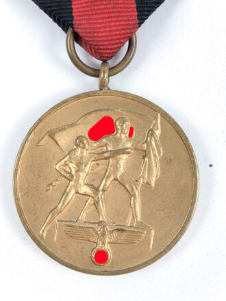 Medaille zur Erinnerung an den 1. Oktober 1938, am Band mit Tragenadel