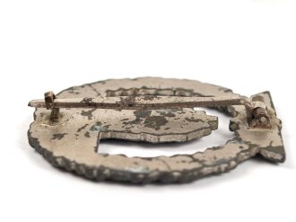 Minensucher Kriegsabzeichen, Hersteller WH auf der Nadel für Walter & Henlein/Hobacher. Ungereinigtes Stück aus Zink. Selten