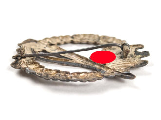 Infanteriesturmabzeichen, Buntmetall versilbert, hohl geprägt, Nadel unrichtig ergänzt