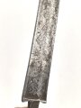 Klinge für eine Blankwaffe, Länge 45cm, Gesamtlänge 58cm,  Breite 22mm. Alter und Herkunft unbekannt.