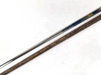 Bayern, Degen für Staatsbeamte, Ausführung ab 1864. Gebläute Klinge in sehr gutem Zustand, die Vergoldung vollständig erhalten, Scheide nicht geschrumpft. Attraktives Stück