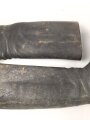 Paar hohe Schaftstiefel wie Wehrmacht, so eventuell beim Reichsarbeitsdienst oder ähnlihcnm getragen. Ungereinigt, Sohlenlänge 31cm